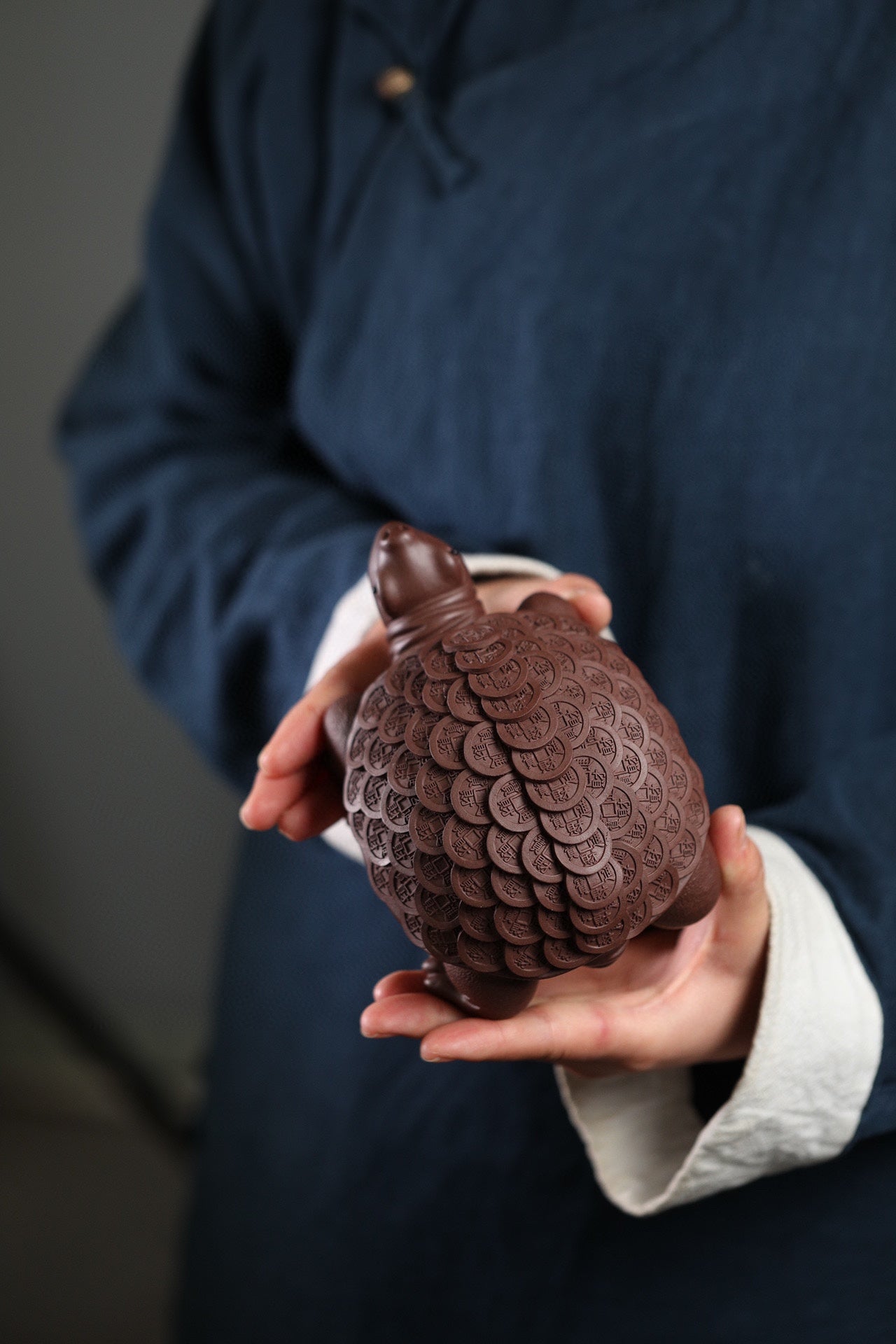 原礦紫泥金錢龜茶寵