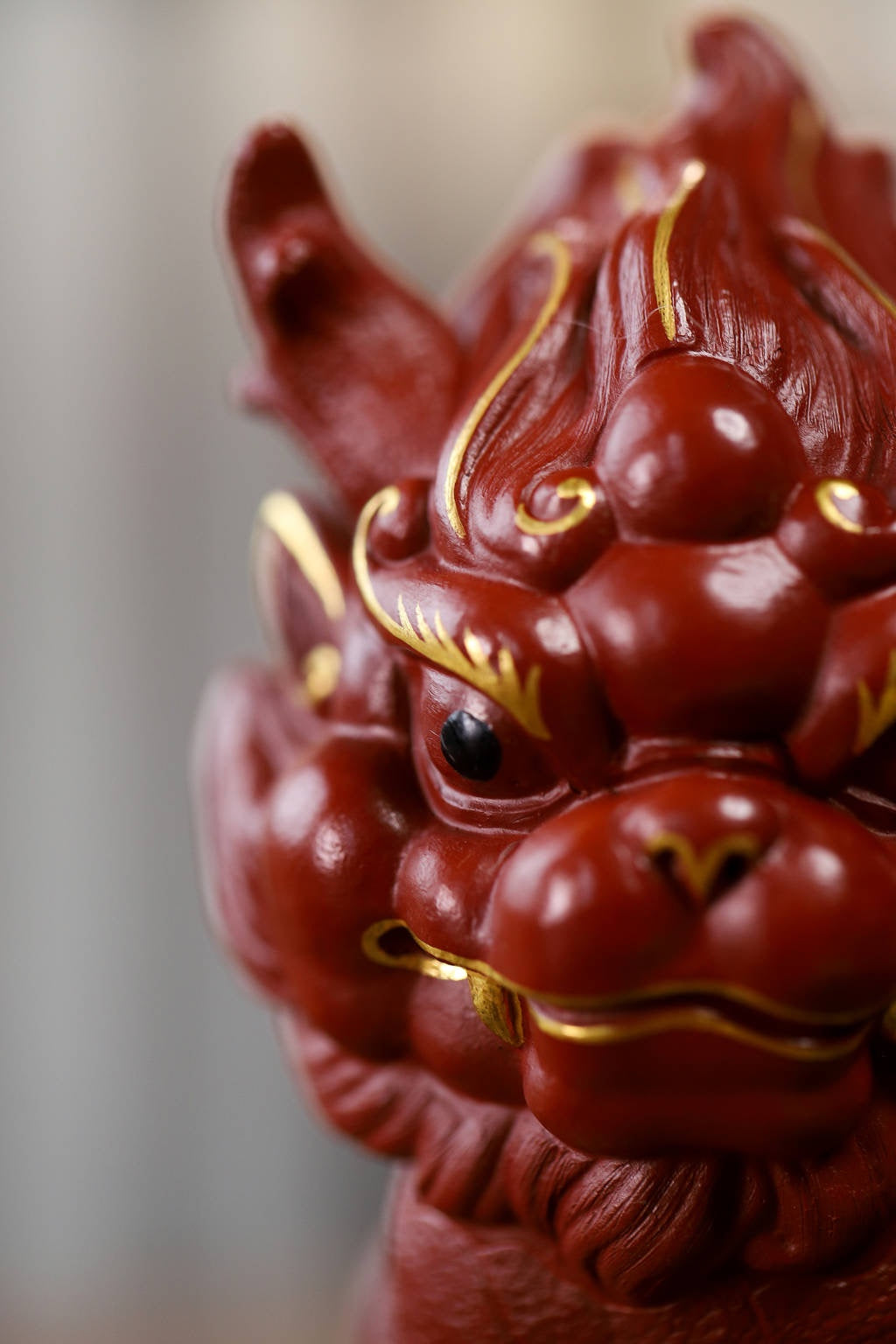 原礦大紅袍描金龍獅紫砂茶寵