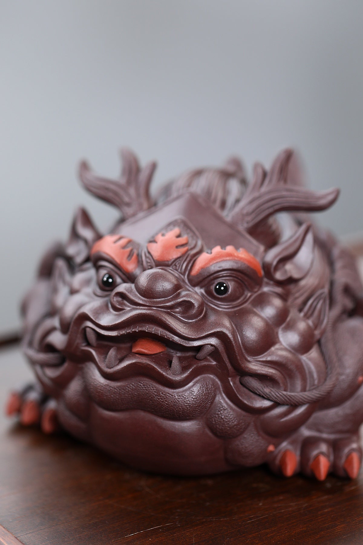 原礦紫泥鴻運當頭龍蟾紫砂茶寵