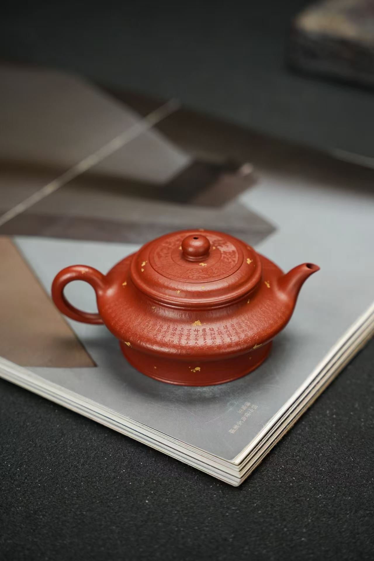 全手工原礦粗砂朱泥高虛扁紫砂壺「20250827每日特價」