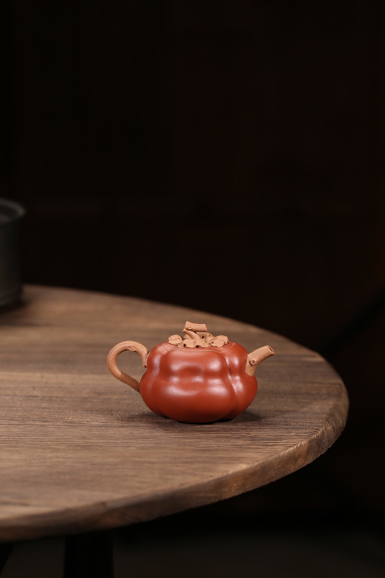老段泥粉朱泥盘柿紫砂壶