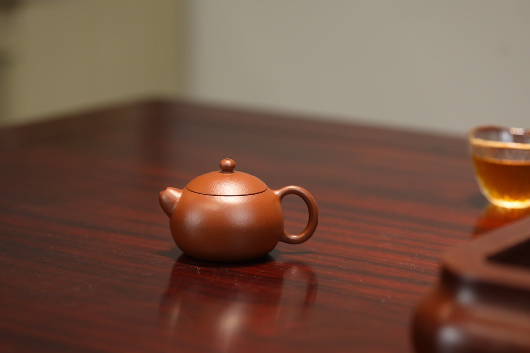 皱皮朱泥小品西施紫砂壶