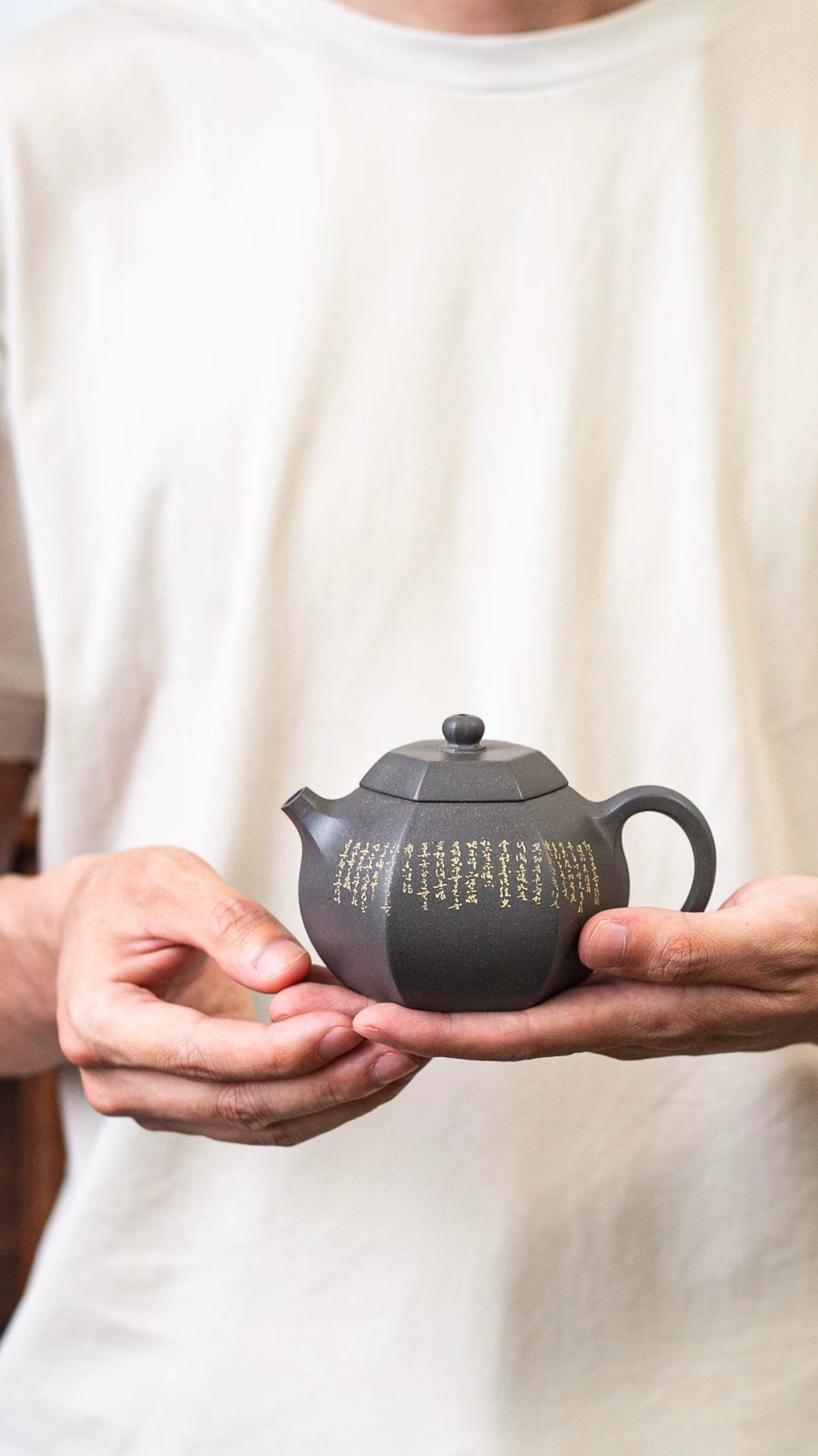 原矿清灰料六方西施紫砂壶