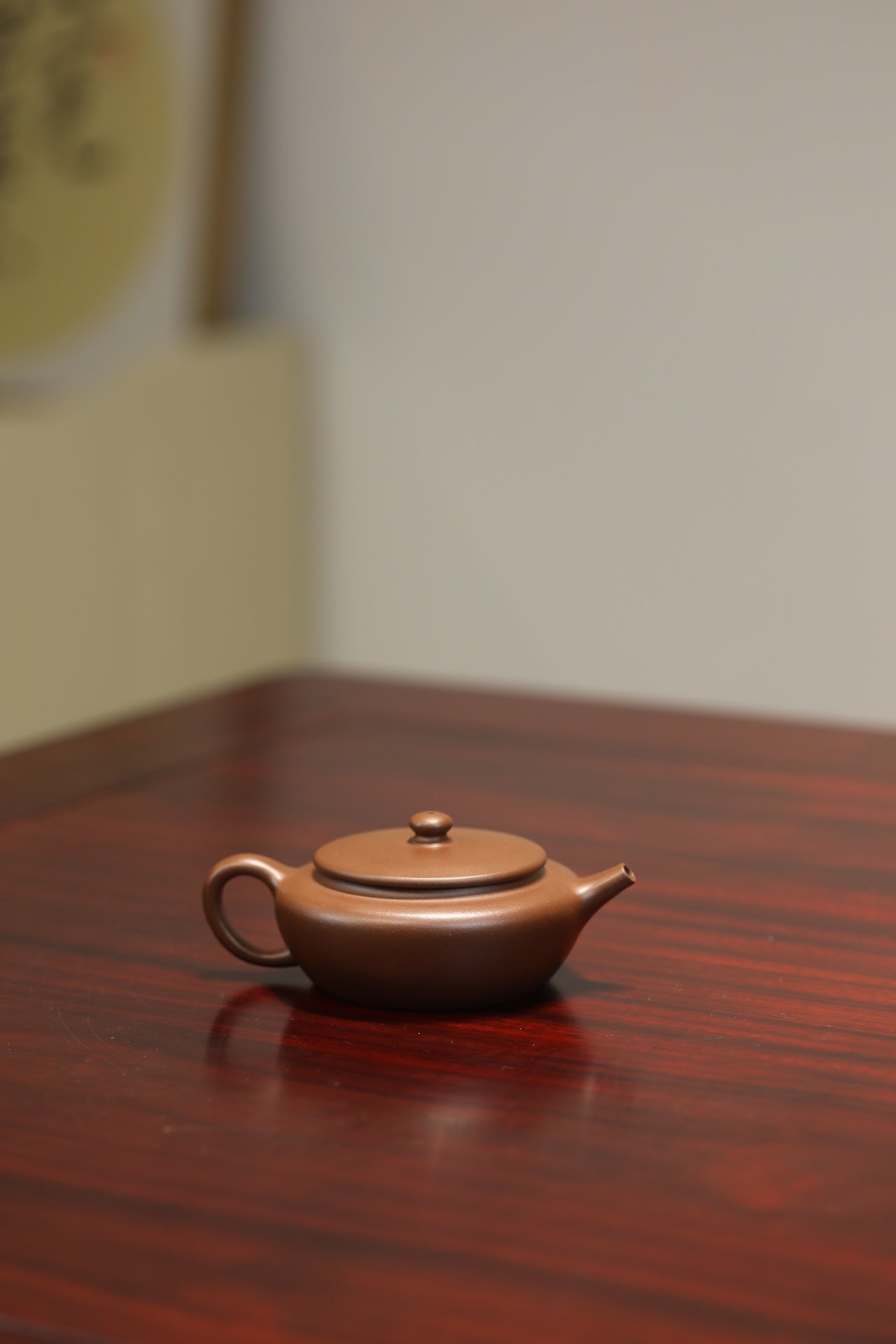 文革老紫泥扁晨紫砂壶