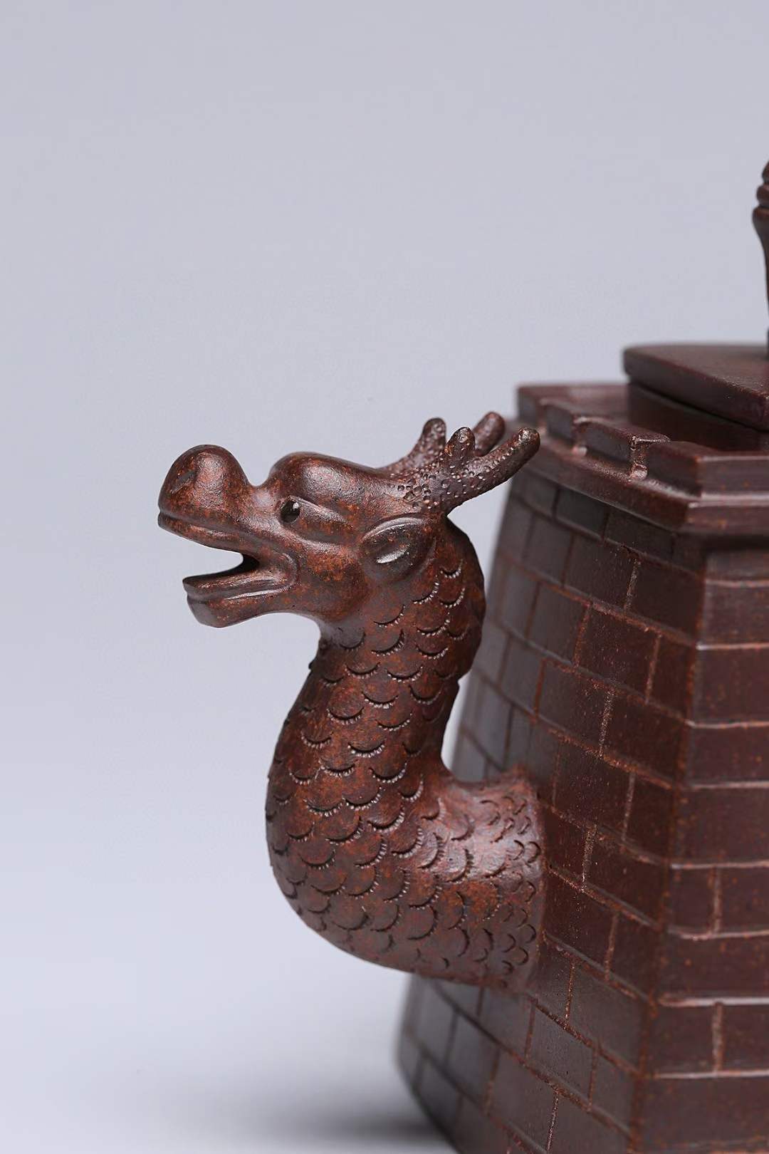 【收藏级】原矿本山段柴烧四方龙狮紫砂壶