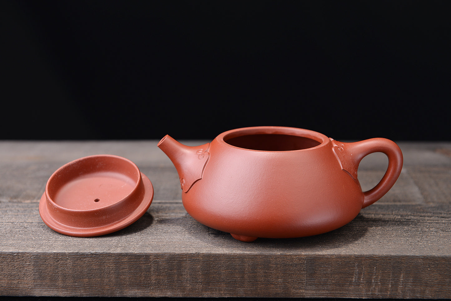 朱泥大红袍如意石瓢紫砂壶