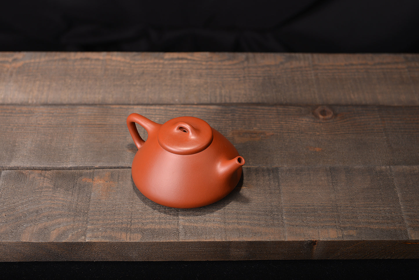 朱泥大红袍子冶石瓢紫砂壶