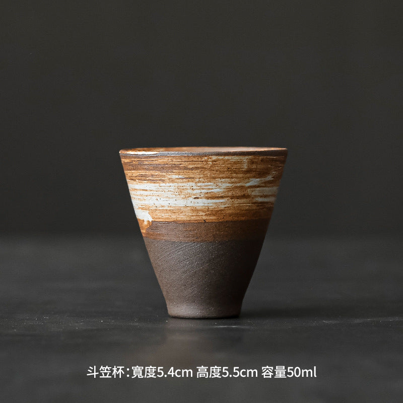 Japanese-style rough pottery hand-made teacup antique glaze teaware ceramic master cup