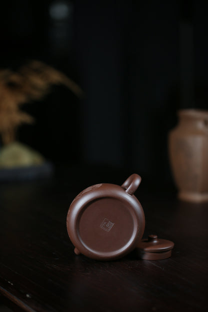 「典藏泥料」全手工老紫泥井欄紫砂壺