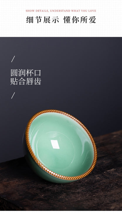 Longquan Celadon Master Cup Vintage Tea Cup Ceramic Kung Fu Tea Cup Personal Single Cup Small Tea Bowl