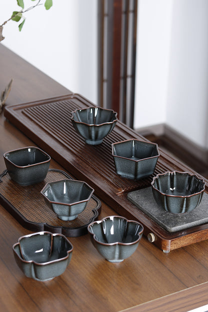 哥窑铁胎品茗杯、陶瓷单杯青瓷功夫茶杯、家用主人杯冰裂茶碗茶盏