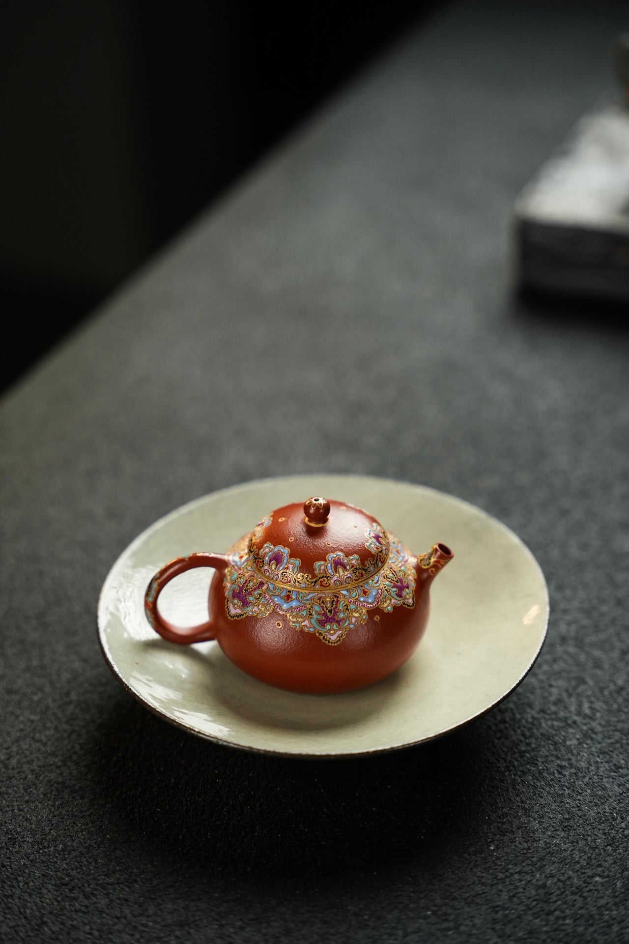 原礦朱泥琺瑯彩豆蔻紫砂壺「20220822每日特價」