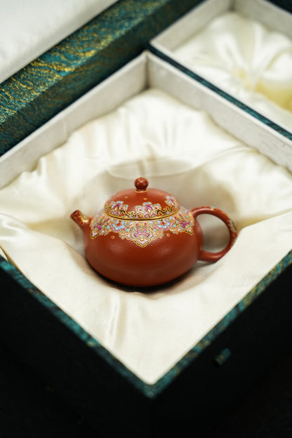 原礦朱泥琺瑯彩豆蔻紫砂壺「20220822每日特價」