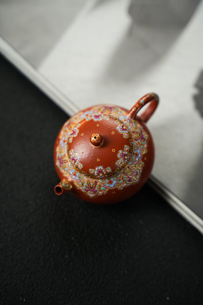 原礦朱泥琺瑯彩豆蔻紫砂壺「20220822每日特價」