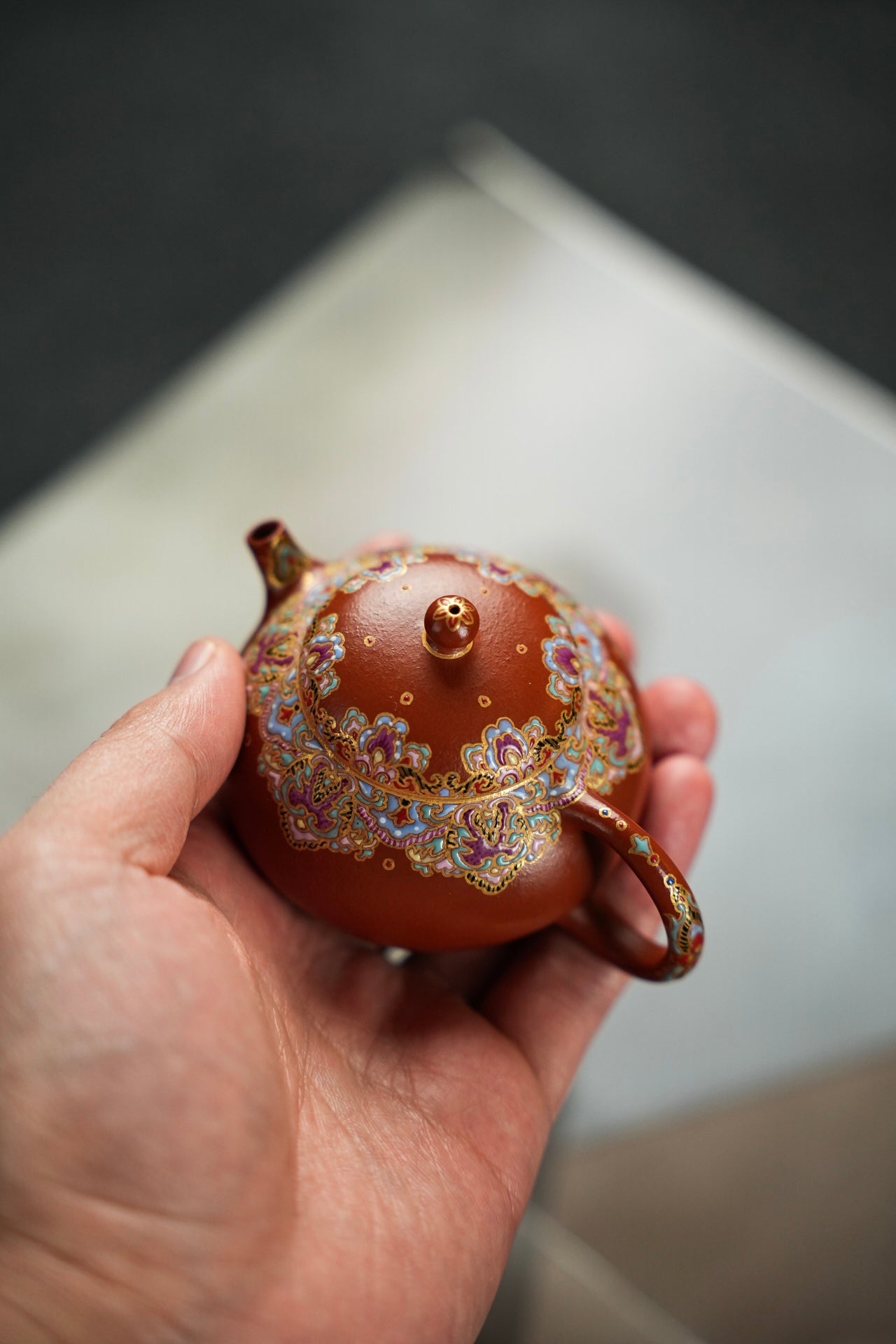 原礦朱泥琺瑯彩豆蔻紫砂壺「20220822每日特價」