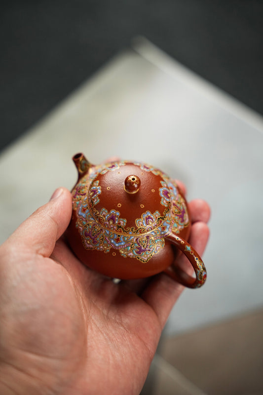 原礦朱泥琺瑯彩豆蔻紫砂壺「20220822每日特價」