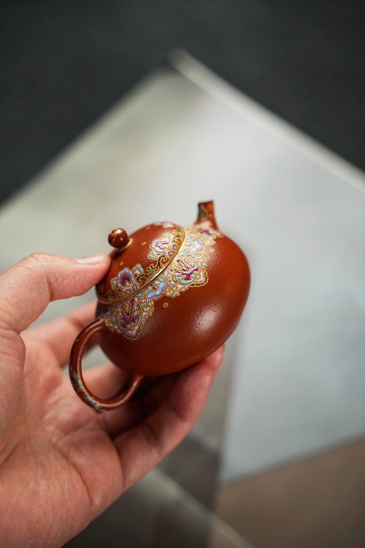 原礦朱泥琺瑯彩豆蔻紫砂壺「20220822每日特價」