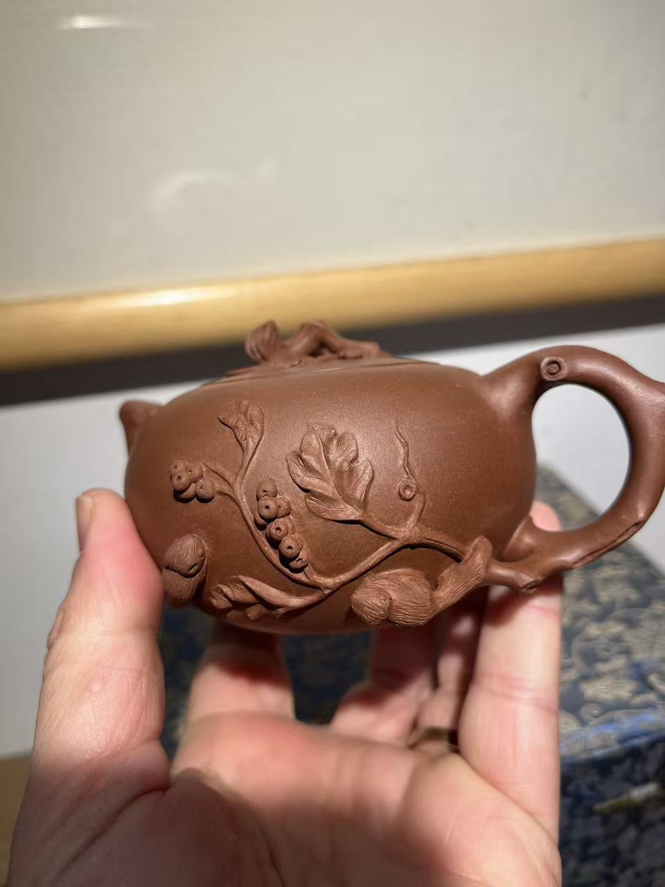 孤品原礦文革早期底槽清松鼠葡萄紫砂壺「周春燕紫砂壺」