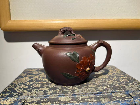 孤品原礦老紫泥花器明式巨輪珠紫砂壺「周春燕紫砂壺」