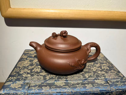 孤品原礦文革早期底槽清仿古石榴壺「周春燕紫砂壺」