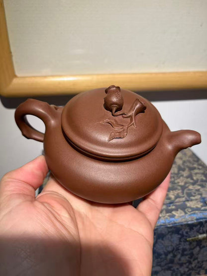 孤品原礦文革早期底槽清仿古石榴壺「周春燕紫砂壺」