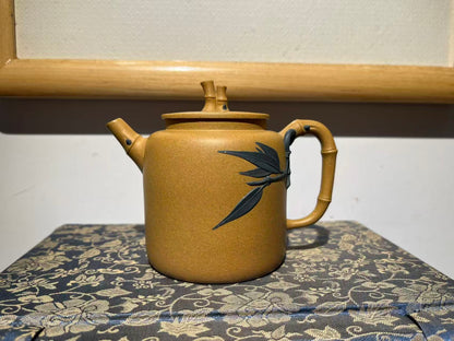 孤品黃金段泥俊竹紫砂壺「周春燕紫砂壺」