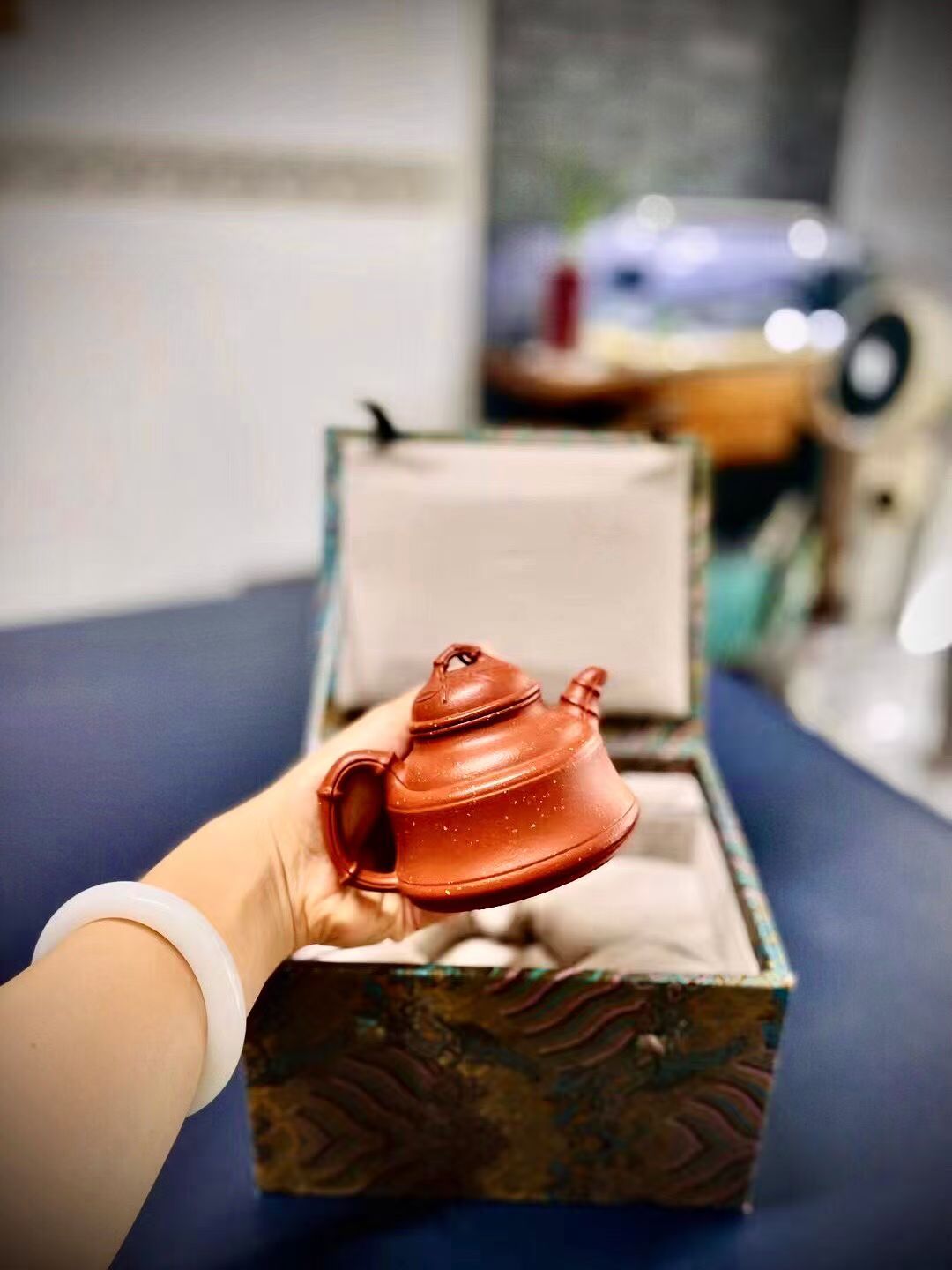 「典藏泥料」全手工朱泥鋪生砂段泥竹鼎紫砂壺