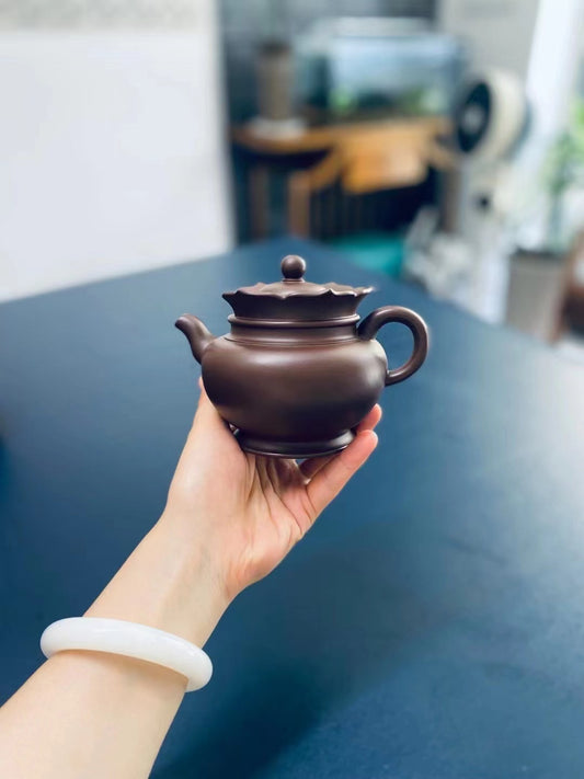 「典藏泥料」全手工精品老紫泥茶禪一味僧帽紫砂壺