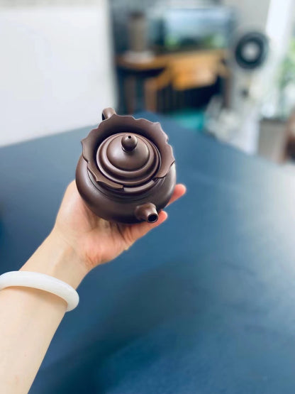 「典藏泥料」全手工精品老紫泥茶禪一味僧帽紫砂壺