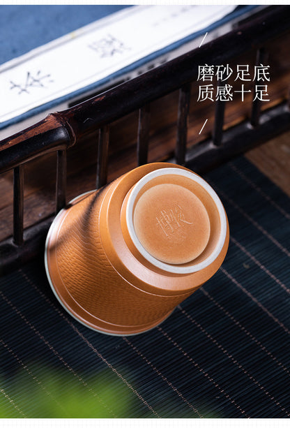 Longquan celadon handmade jumping knife double glaze combined with master cup ceramic kung fu tea tasting cup