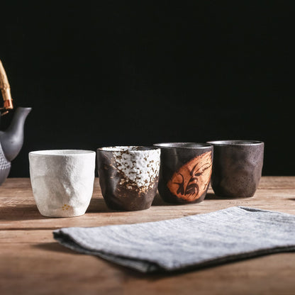 Japanese-style tea cups, matcha tea cups, vintage stoneware water cups