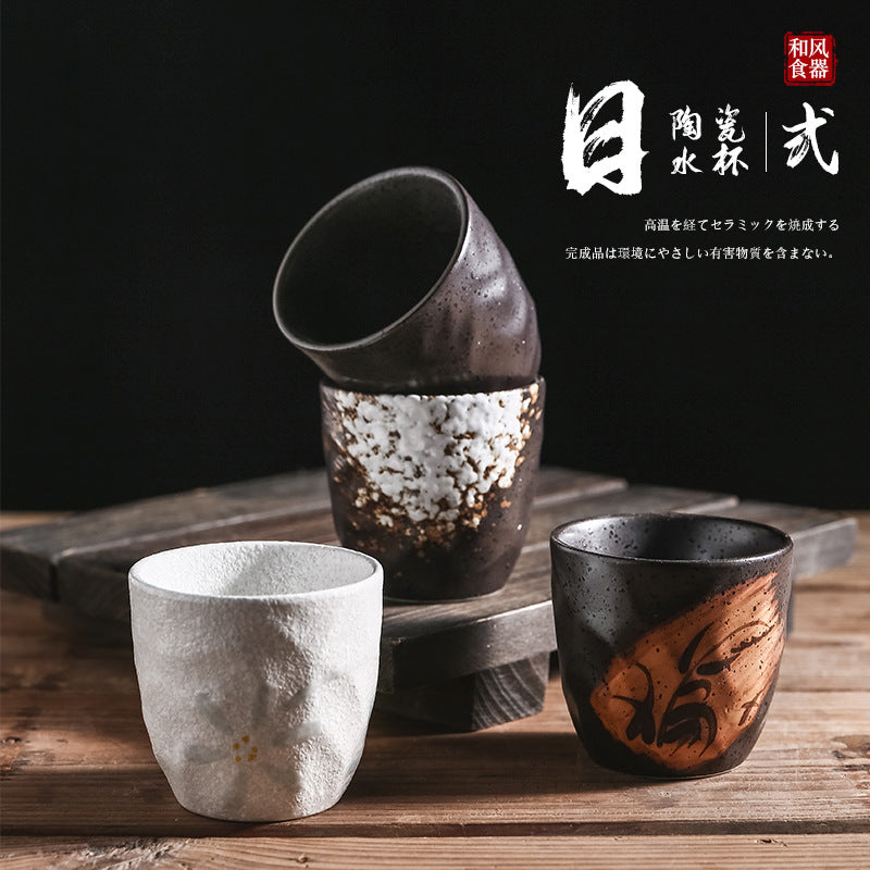 Japanese-style tea cups, matcha tea cups, vintage stoneware water cups