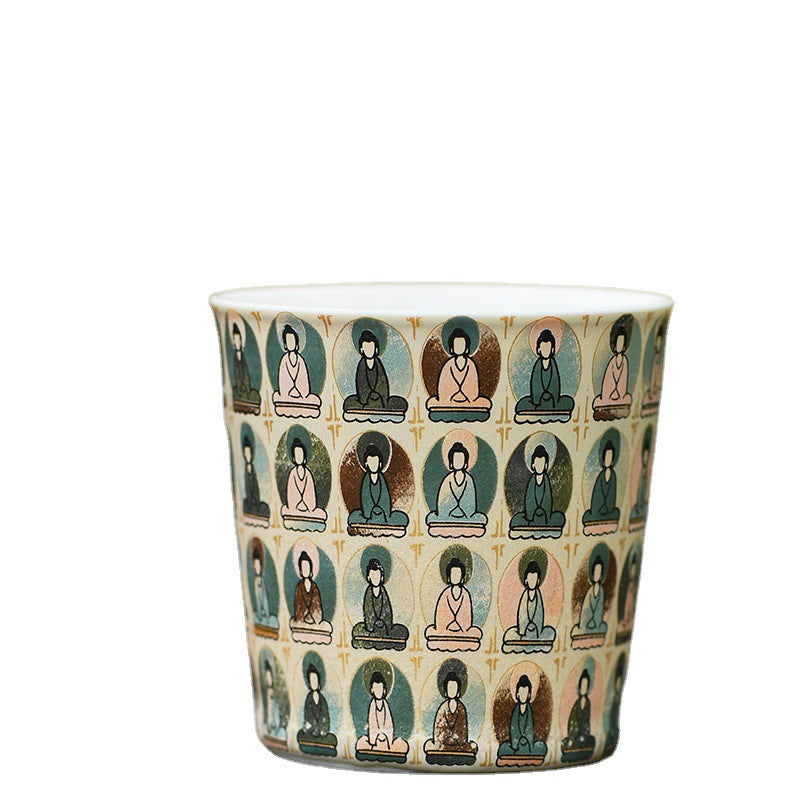 Dunhuang Cultural and Creative Large Teacup Kung Fu Tea Set Tea Cup Cup Mogao Grottoes Mural Zen Thousand Buddha Cup