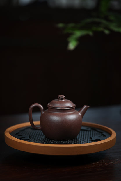 Fully handmade old purple clay high-handle purple clay teapot