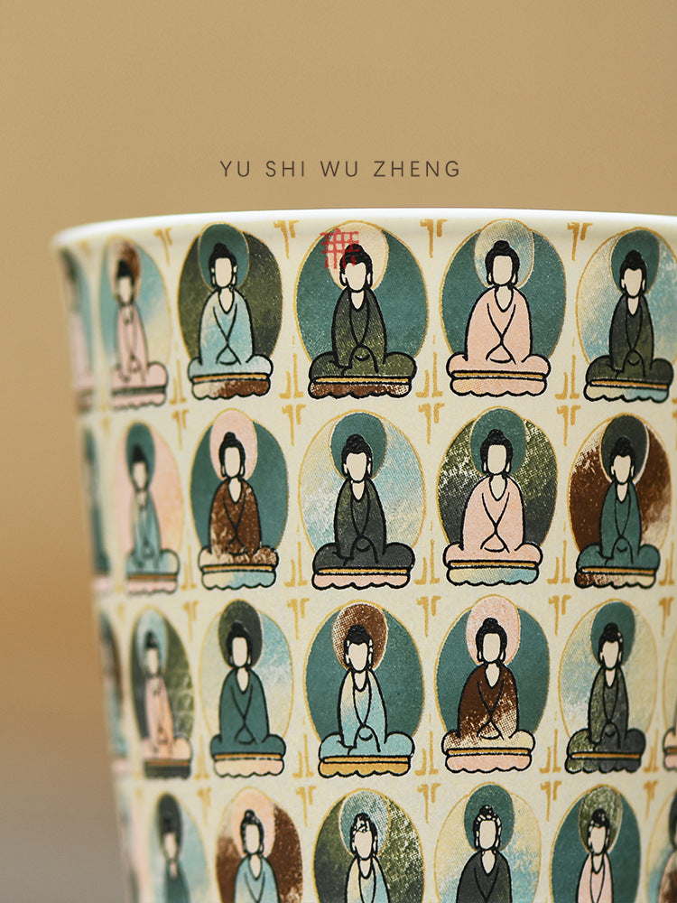 Dunhuang Cultural and Creative Large Teacup Kung Fu Tea Set Tea Cup Cup Mogao Grottoes Mural Zen Thousand Buddha Cup