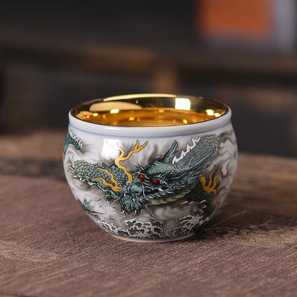 Gilt cup, enamel blue and white teacup, master cup