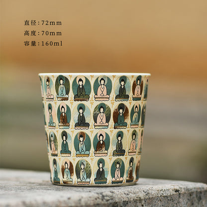 Dunhuang Cultural and Creative Large Teacup Kung Fu Tea Set Tea Cup Cup Mogao Grottoes Mural Zen Thousand Buddha Cup