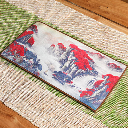 Painted Tea Towel Antique Suede Tea Towel 【Gift】