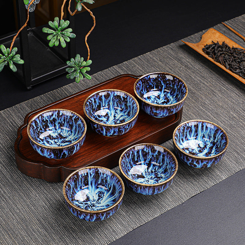 Kiln-changing 6-color tea cup ceramic master cup, tea cup tea set tea bowl set, Jianzhan tea cup, Tianmu cup