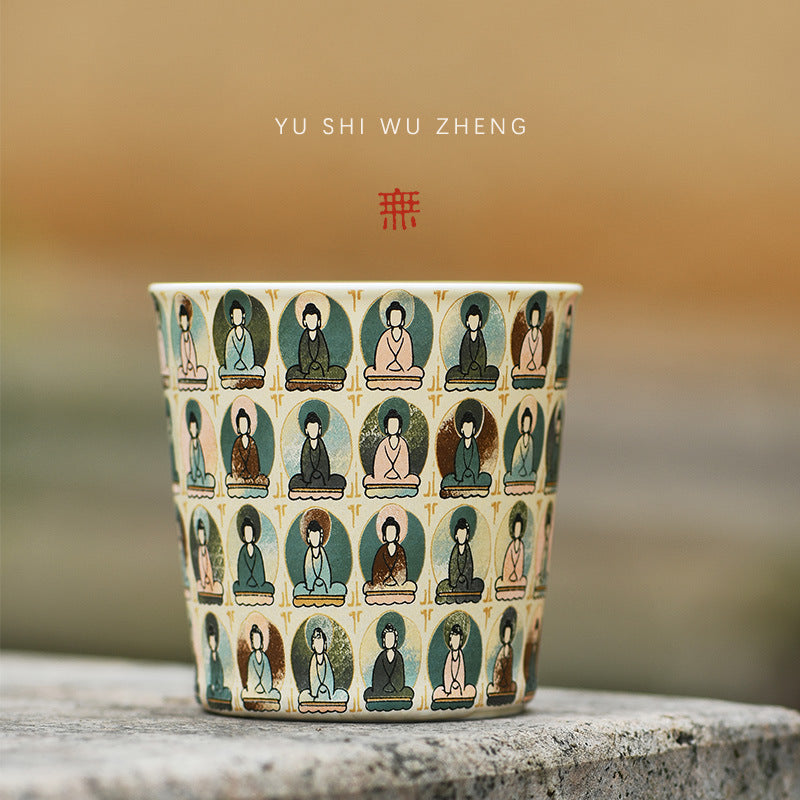 Dunhuang Cultural and Creative Large Teacup Kung Fu Tea Set Tea Cup Cup Mogao Grottoes Mural Zen Thousand Buddha Cup