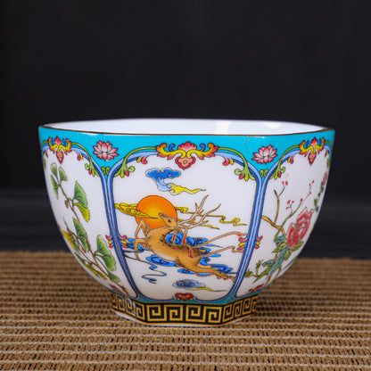 景德镇中式复古珐琅彩茶杯、茶盏、主人杯、品茗杯套装