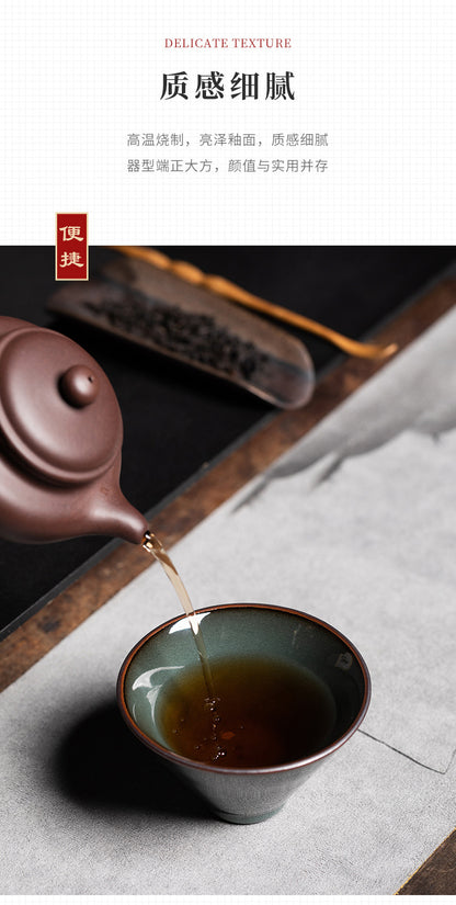 龙泉青瓷手工铁胎主人杯功夫茶杯 陶瓷大容量斗笠杯单杯