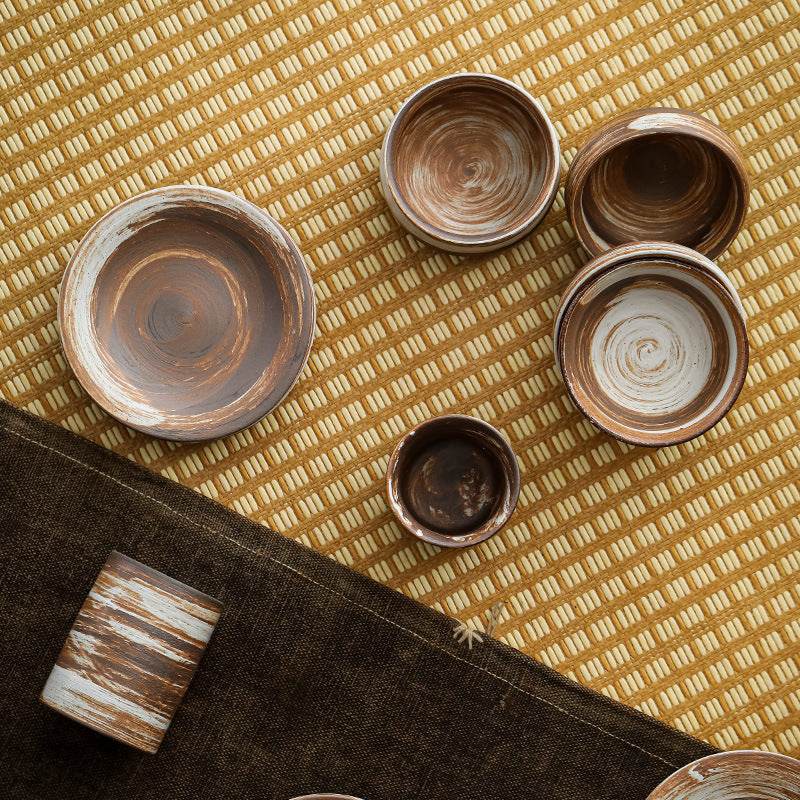 日式粗陶手作茶杯 仿古釉茶器陶瓷主人杯