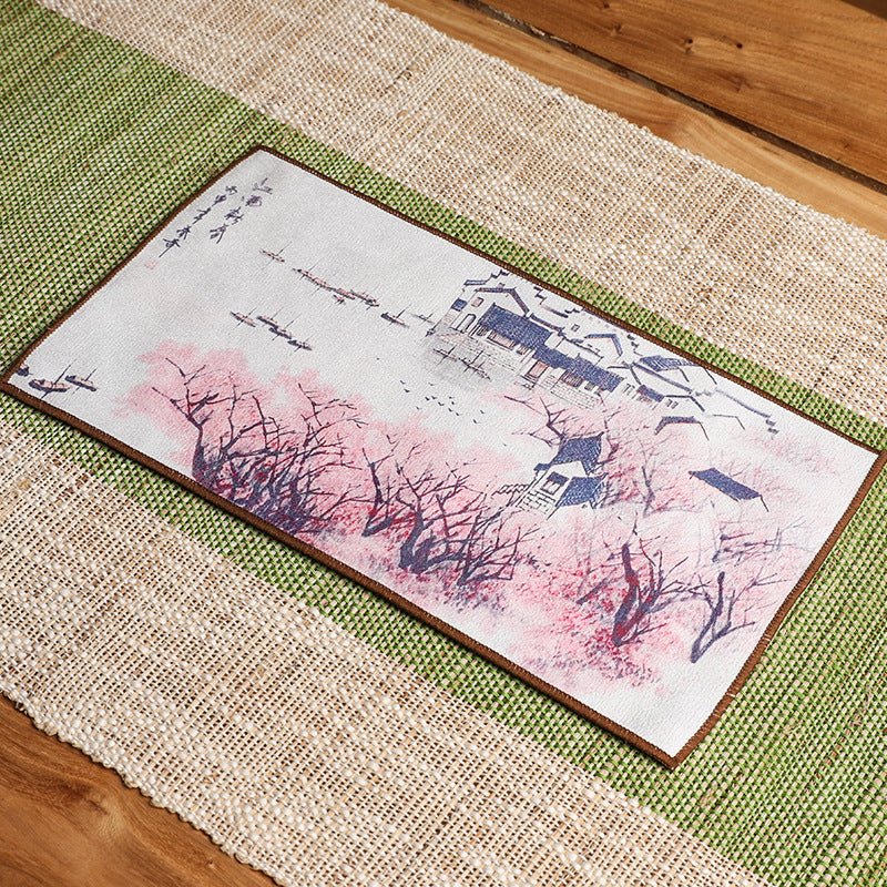 Painted Tea Towel Antique Suede Tea Towel 【Gift】