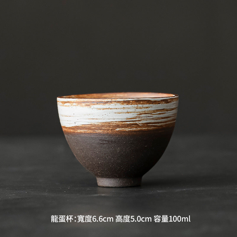 日式粗陶手作茶杯 仿古釉茶器陶瓷主人杯