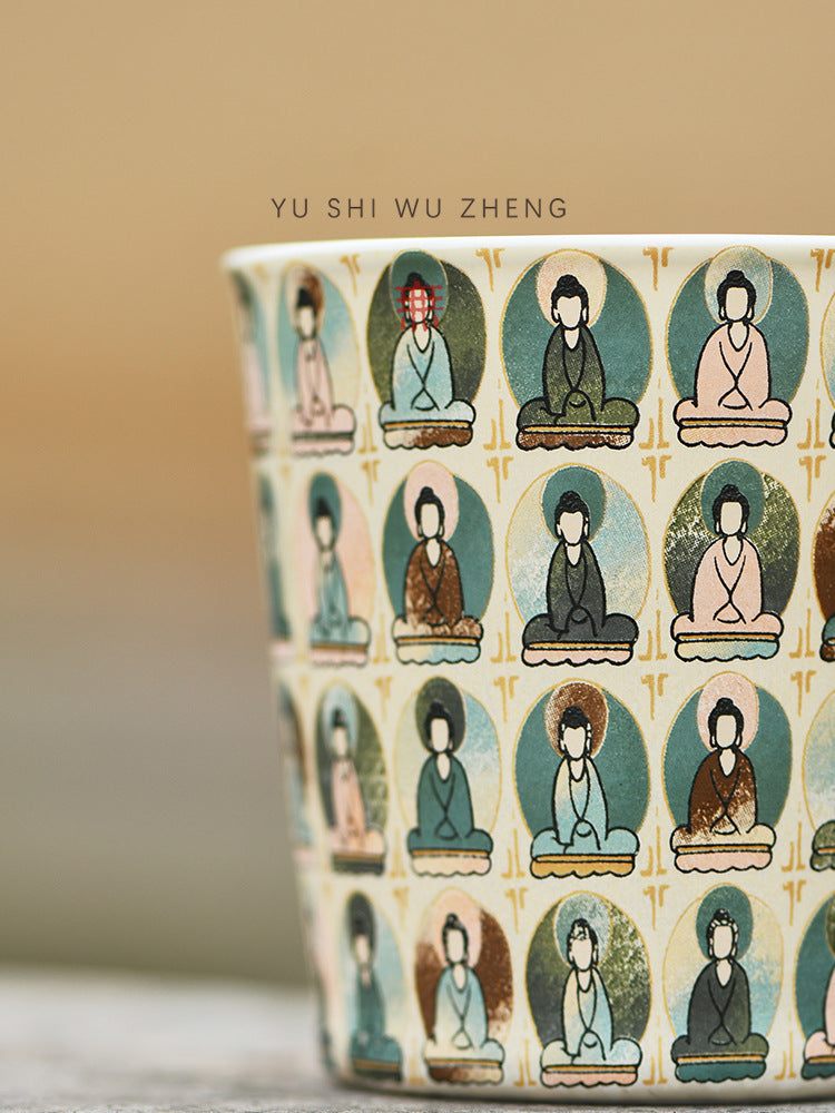 Dunhuang Cultural and Creative Large Teacup Kung Fu Tea Set Tea Cup Cup Mogao Grottoes Mural Zen Thousand Buddha Cup