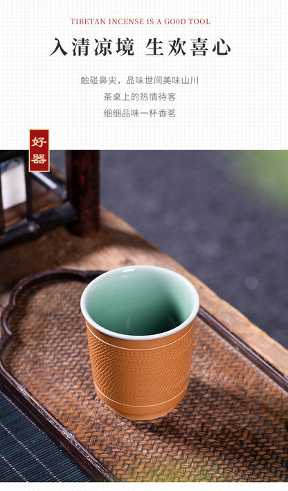 Longquan celadon handmade jumping knife double glaze combined with master cup ceramic kung fu tea tasting cup