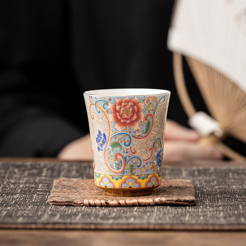 Sterling silver cloisonné enamel, Wanhua master cup, court style tea cup, Kung Fu tea cup, scent cup