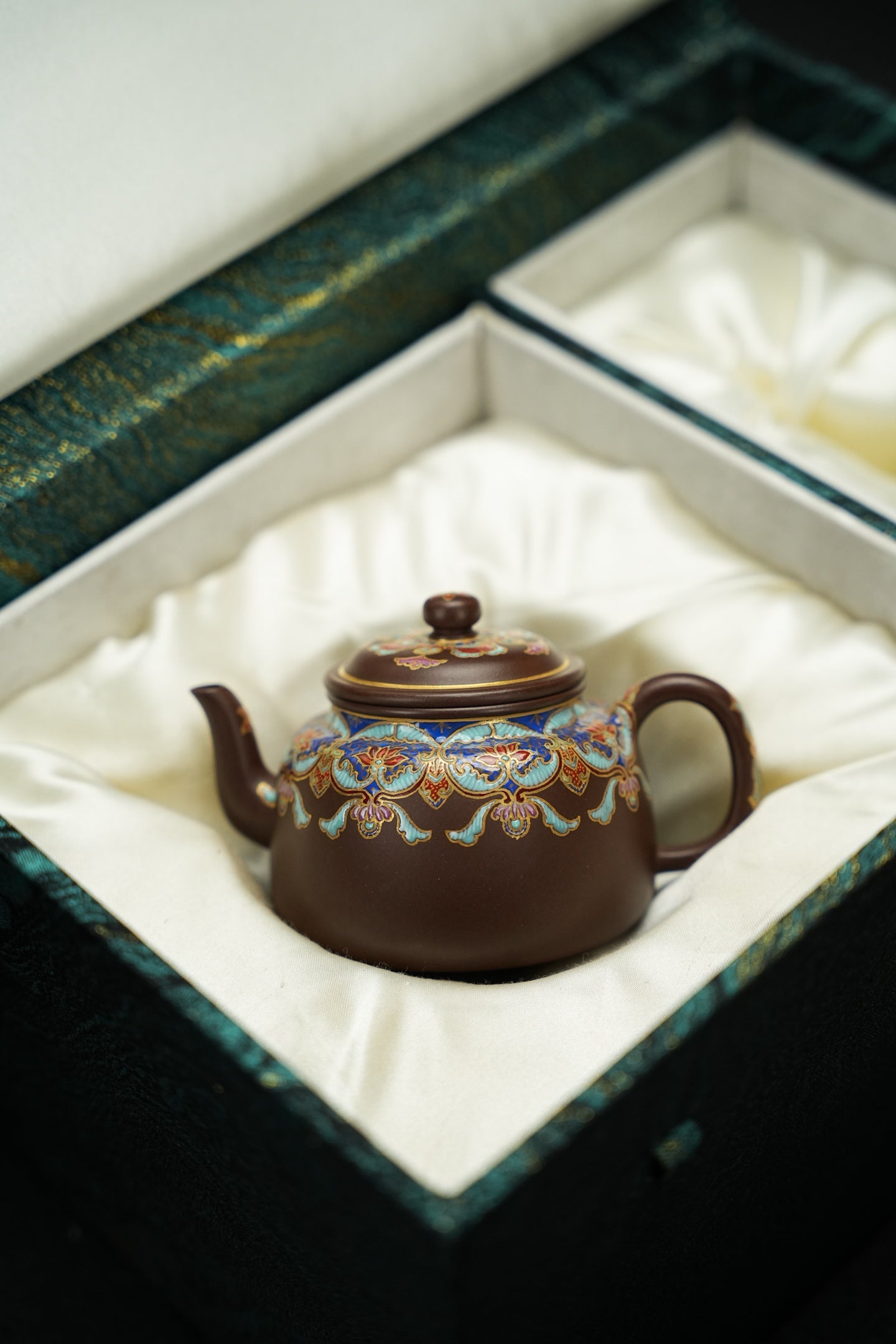 原礦極品老紫泥琺瑯彩景雅紫砂壺「20250822每日特價」