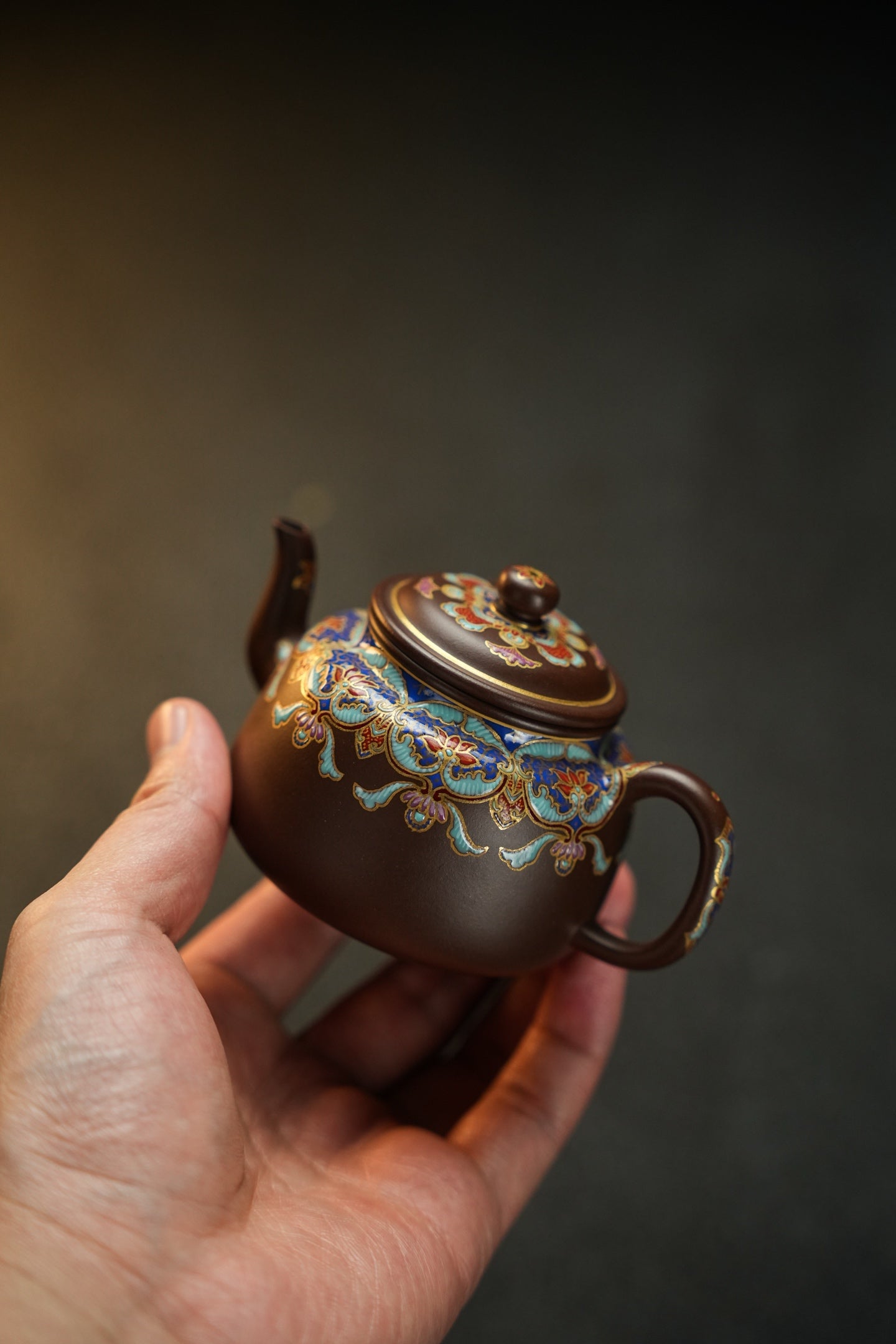 原礦極品老紫泥琺瑯彩景雅紫砂壺「20250822每日特價」